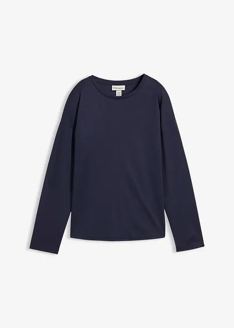 Långärmad topp med silke, bonprix