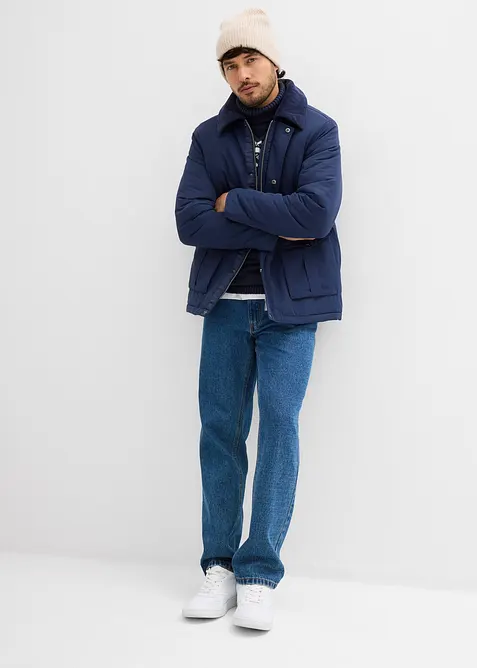 Vadderad vinterjacka med manchesterkrage, bonprix