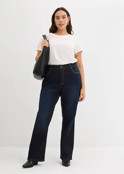 Straight jeans med hög midja och fickdetaljer, bonprix