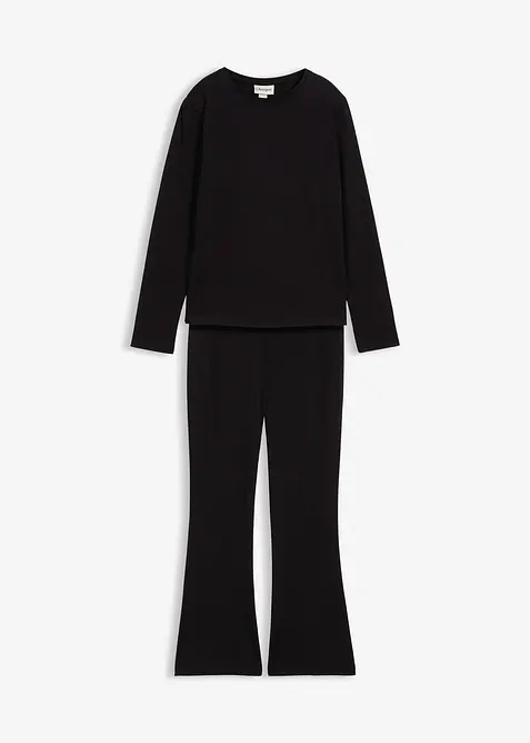 Långärmad topp och jerseybyxa (2 delar), bonprix