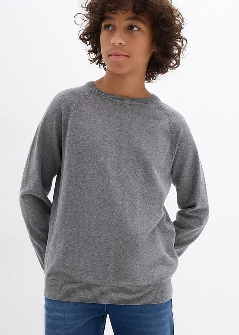 Finstickad tröja i ren bomull (2-pack), bonprix