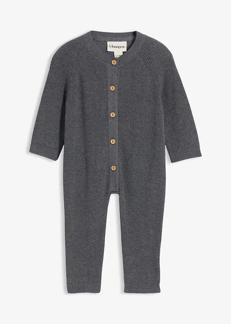 Stickad jumpsuit av ekologisk bomull, bonprix