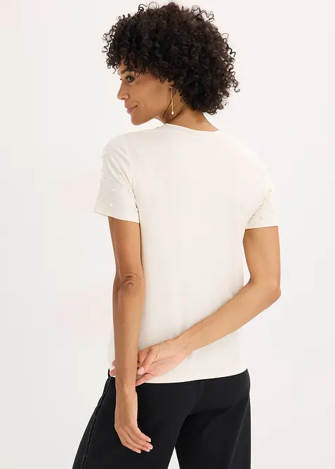 T-shirt med pärlapplikation, bonprix