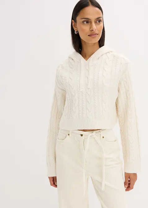 Grovstickad tr&ouml;ja med huva, bonprix