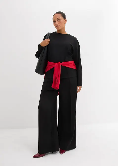 Långärmad Punto di Roma-topp, bonprix