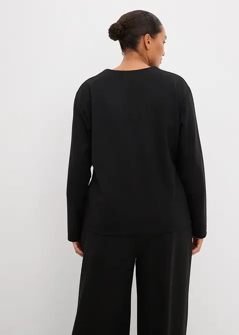 Långärmad Punto di Roma-topp, bonprix