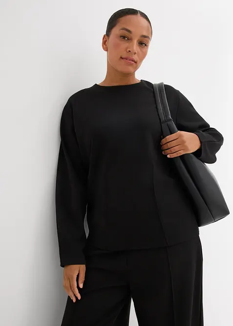 Långärmad Punto di Roma-topp, bonprix