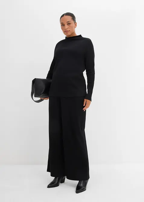 Långärmad topp i ribbat material, bonprix