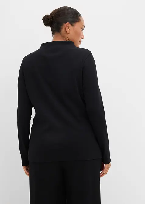 Långärmad topp i ribbat material, bonprix