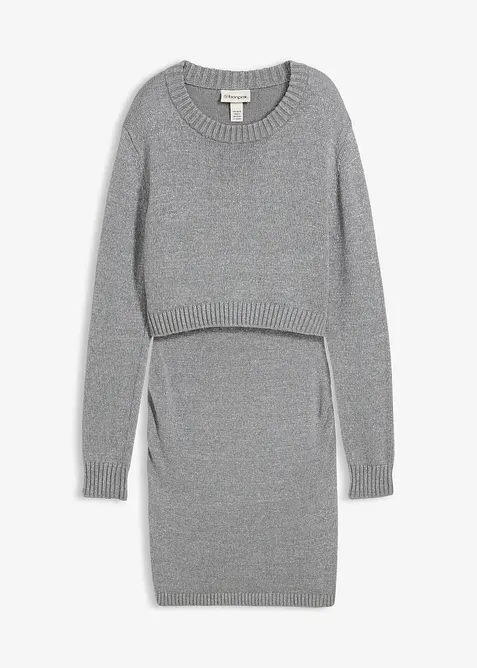 Mammaset i 2 delar bestående av tröja och kjol av bomull med glansiga trådar, bonprix