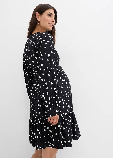 Mamma-/amningsklänning i viskos med sött hjärtmönster, bonprix