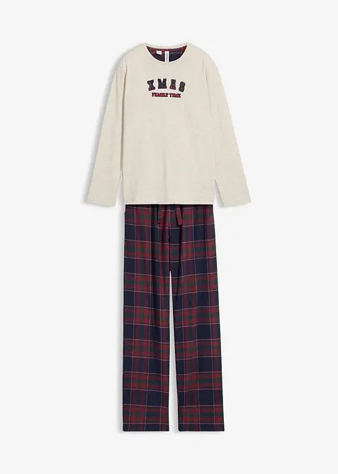 Pyjamas med flanellbyxa av mjuk bomull (2 delar), bonprix