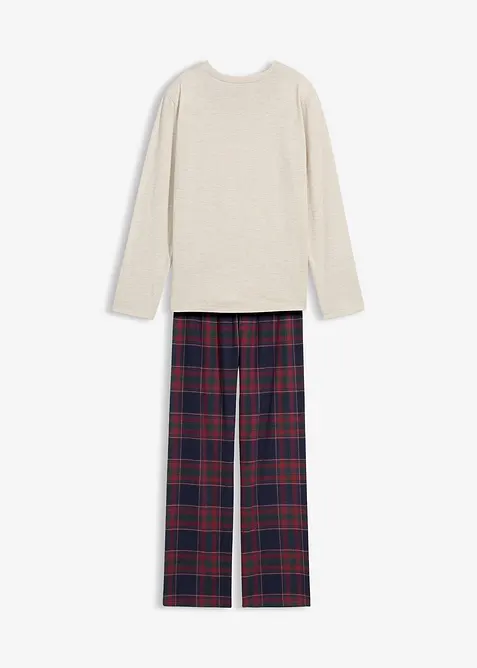 Pyjamas med flanellbyxa av mjuk bomull (2 delar), bonprix