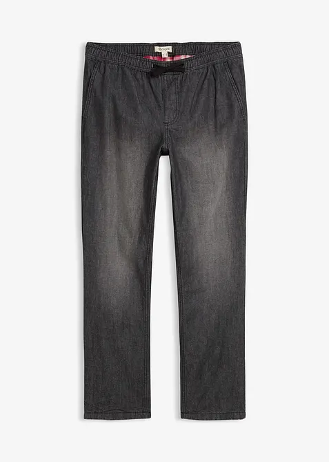 Fodrade jeans med stretch och resårlinning, Straight, bonprix