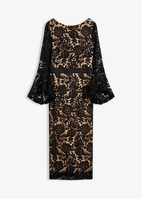 Spetsklänning med satininfällning, bonprix