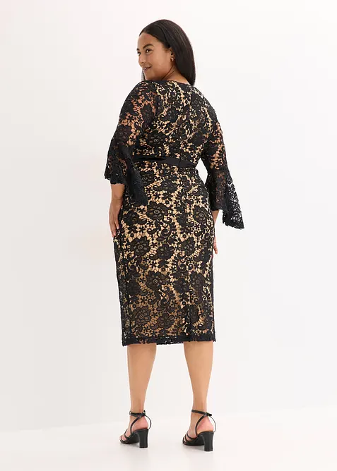 Spetsklänning med satininfällning, bonprix