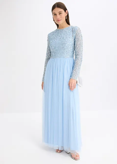 Maxiklänning med paljettbroderi, bonprix