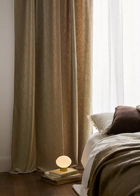 Sammetsgardin med krinklad effekt (1-pack), bonprix