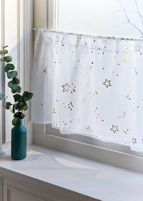 Caf&eacute;gardin med glansiga stj&auml;rnor, bonprix