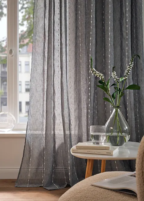 Gardinl&auml;ngd med v&auml;vda r&auml;nder (1-pack), bonprix