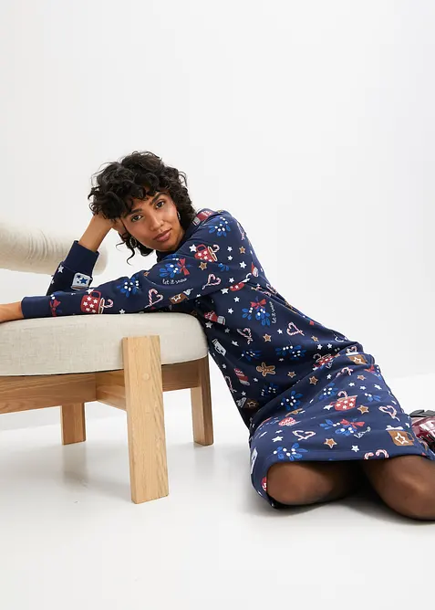 Trikåklänning med julmotiv, bonprix