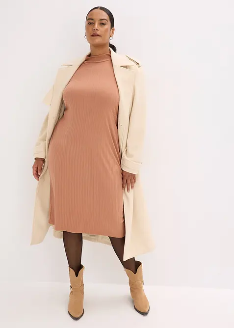 Ribbstickad jerseyklänning, bonprix