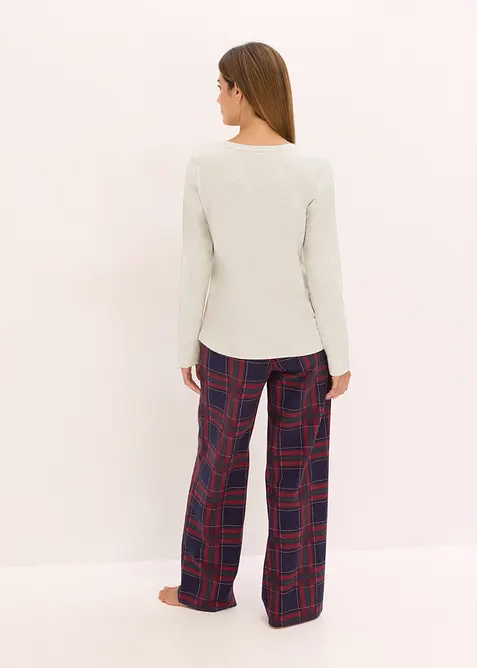 Pyjamas med flanellbyxa och presentpåse, bonprix
