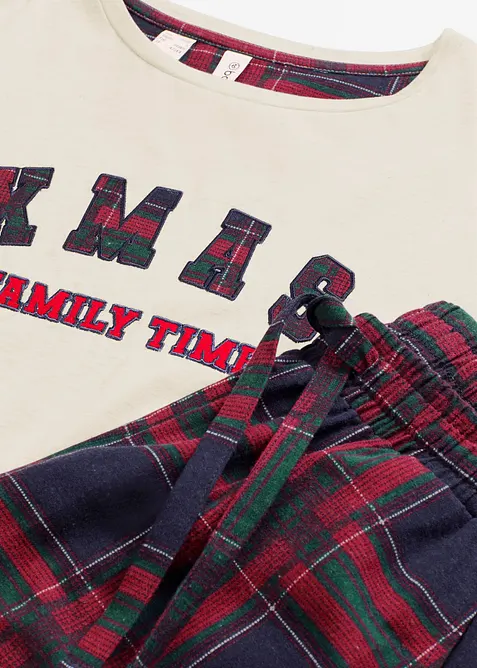 Pyjamas med flanellbyxa och presentpåse, bonprix