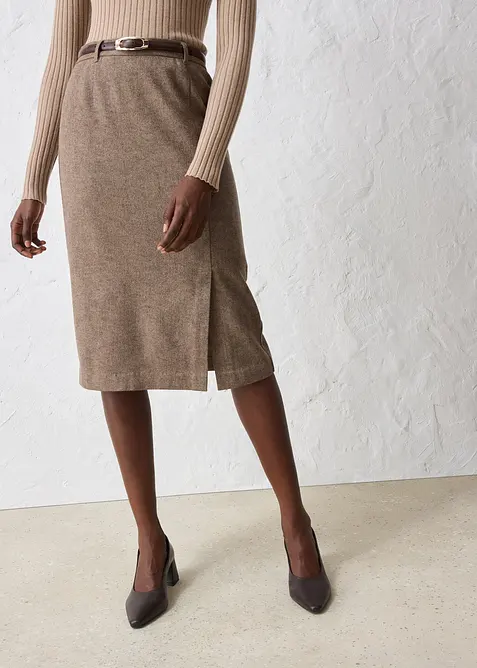 Pennkjol i ylleblandning, bonprix