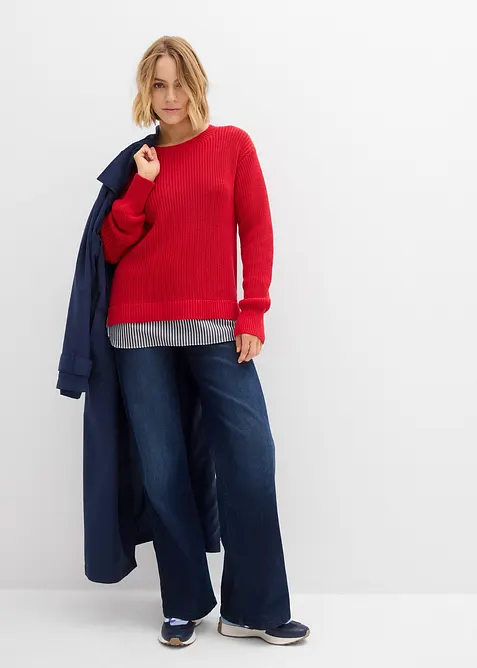 Tröja med blusinfällning, bonprix