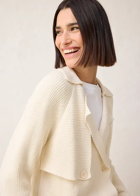 Cardigan i bomull och ull, bonprix