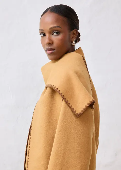 Jacka och halsduk i ylleblandning med dekorativt broderi, bonprix