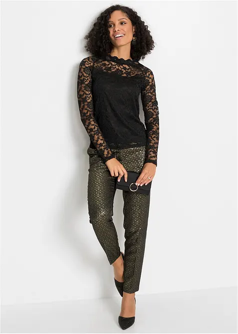 Spetstopp med långa ärmar, bonprix