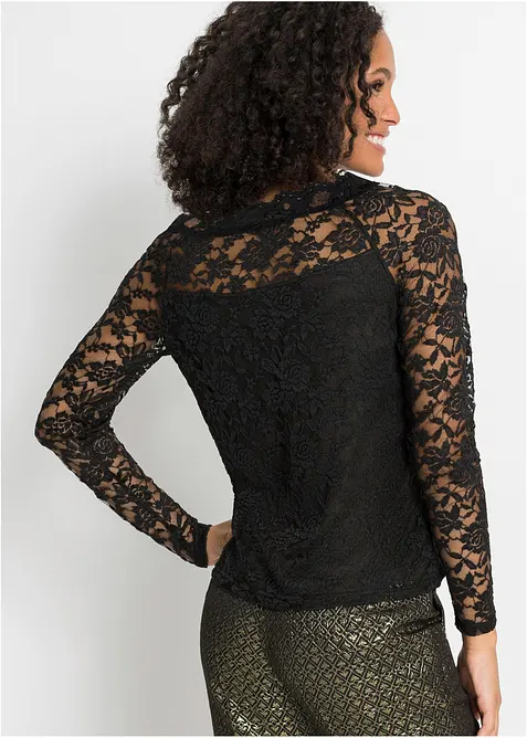 Spetstopp med långa ärmar, bonprix