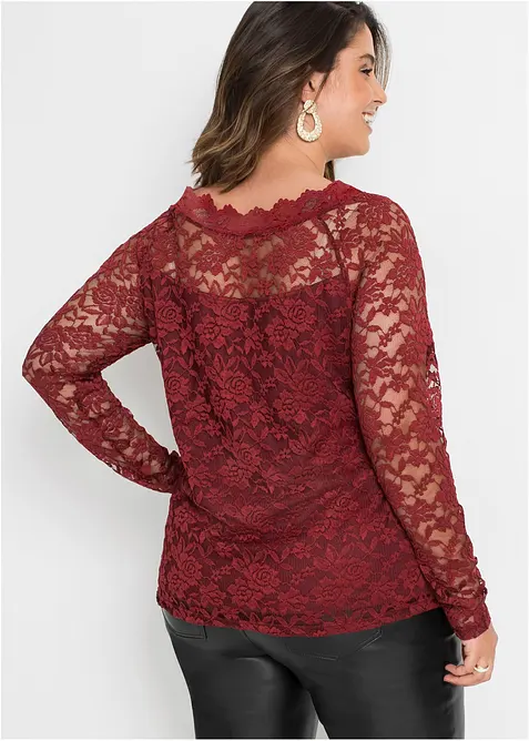 Spetstopp med långa ärmar, bonprix