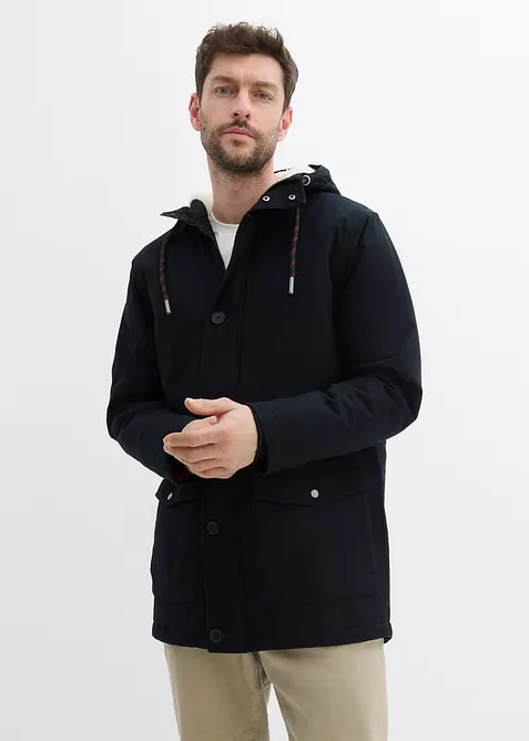 Vinterparkas med teddyfodrad huva, bonprix