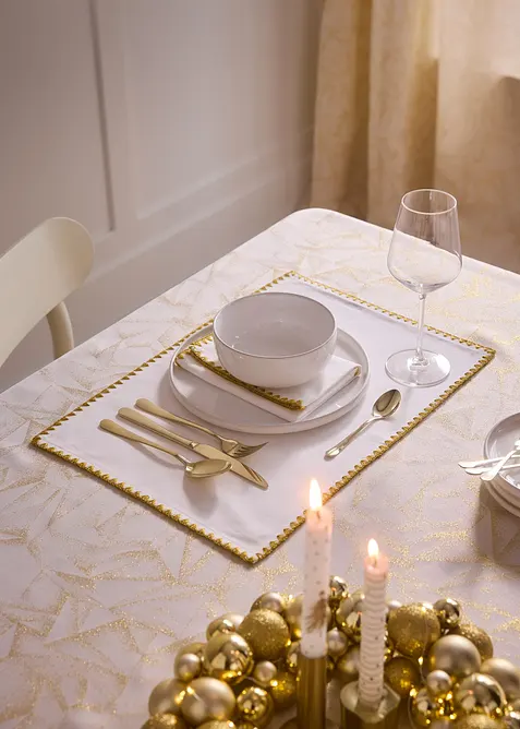 Bordstablett i ekologisk bomull med glansig bård (2-pack), bonprix