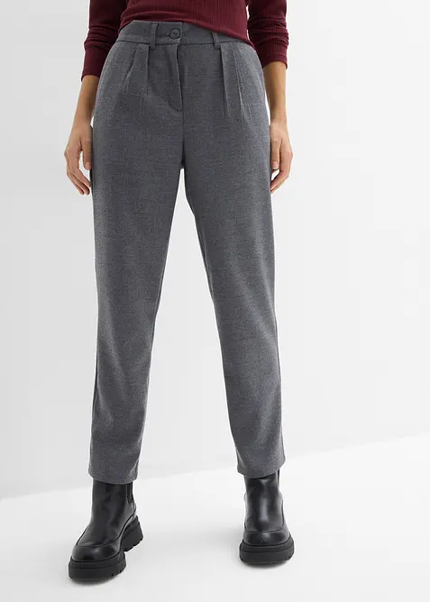 Tunnformad byxa i mjuk materialmix, bonprix