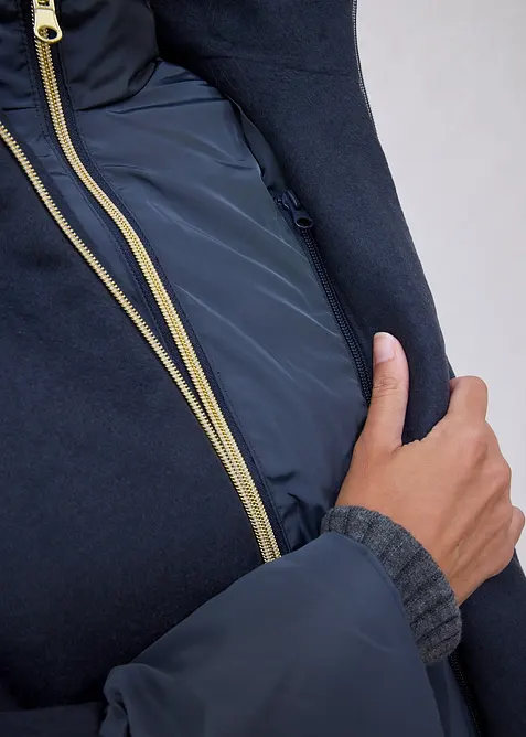 Kappa i ylleblandning med innerjacka i dun (2 delar), bonprix