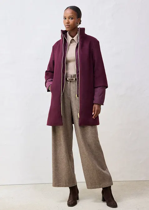 Kappa i ylleblandning med innerjacka i dun (2 delar), bonprix