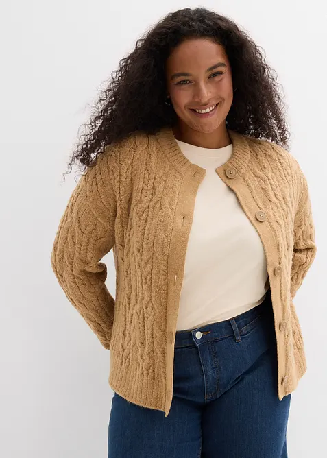 Grovstickad cardigan, bonprix