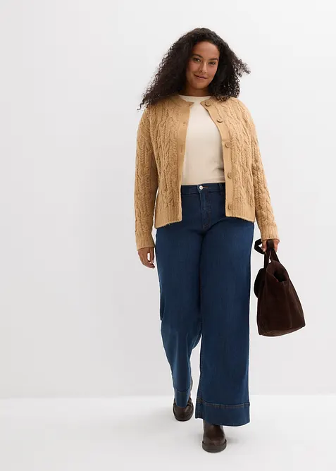 Grovstickad cardigan, bonprix