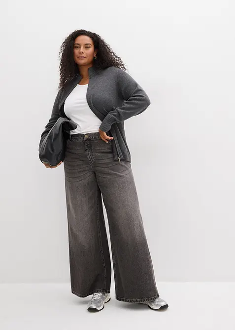 Stickad kofta av ekologisk bomull, bonprix