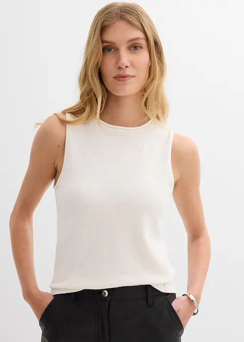 Stickat linne av ren bomull, bonprix