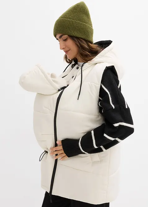 Fodrad och vändbar mammaväst med babyficka, bonprix