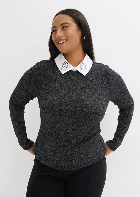Topp med bluskrage, bonprix