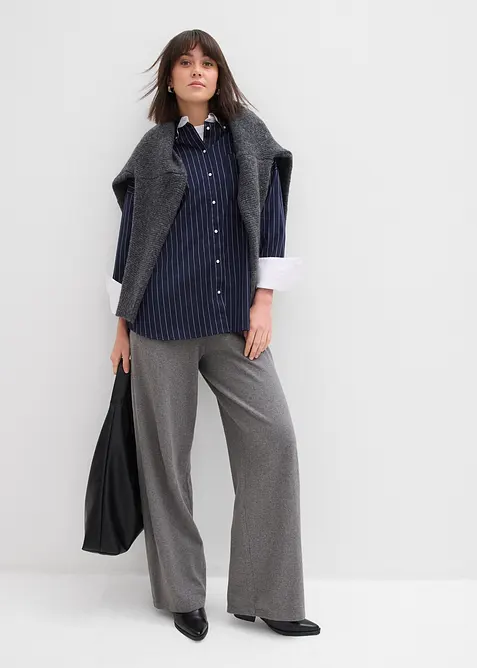 Stickad byxa av mjuk kashmirmix, bonprix