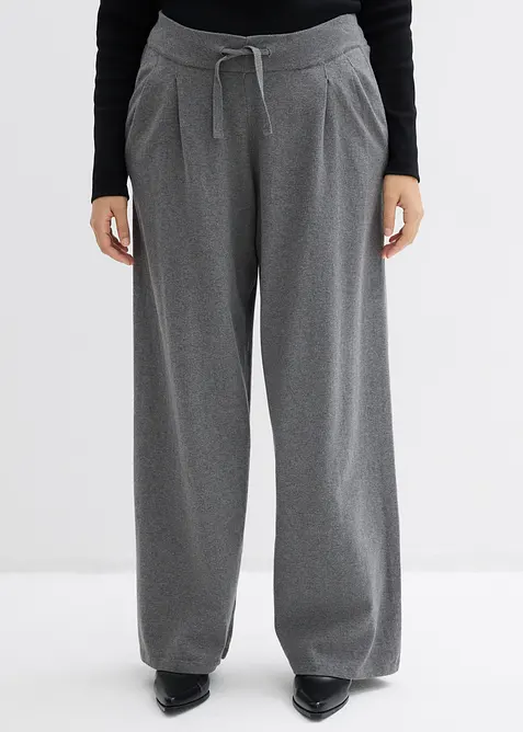 Stickad byxa av mjuk kashmirmix, bonprix