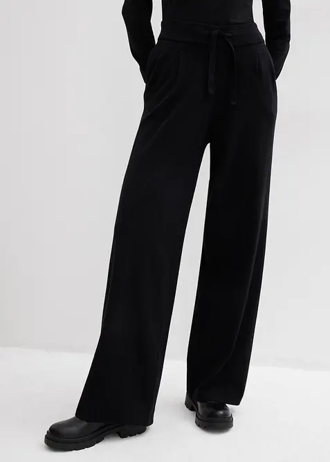 Stickad byxa av mjuk kashmirmix, bonprix