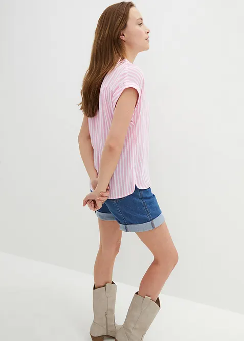 Kort&auml;rmad blus i f&ouml;ljsam viskos, bonprix